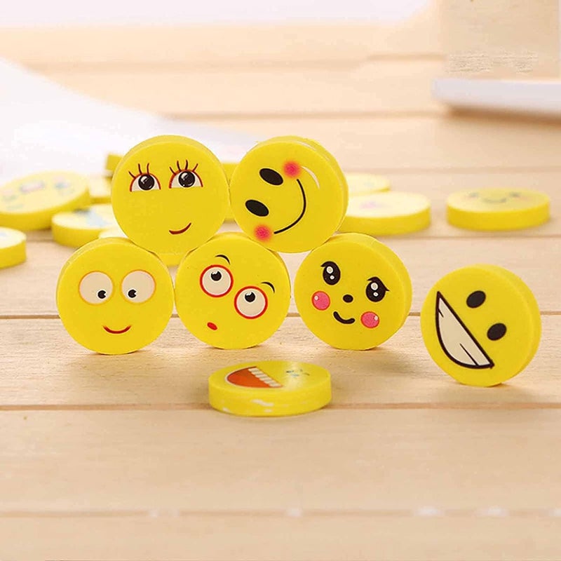 GNR Smiley Attractive Emoji erasers, Round Shape - Pack of 24 Erasers | 6 Sets Total | Best Birthday Return Gift - Image 4