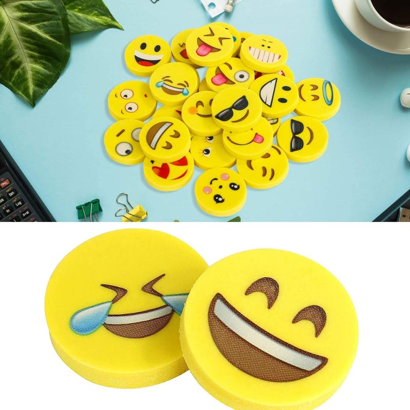 GNR Smiley Attractive Emoji erasers, Round Shape - Pack of 24 Erasers | 6 Sets Total | Best Birthday Return Gift - Image 3