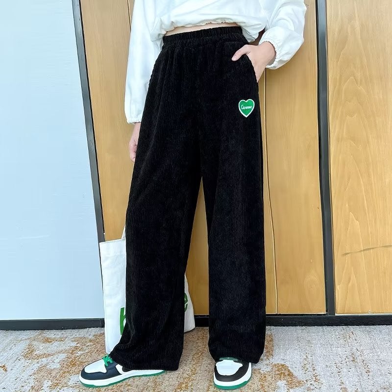 Girls' Wide-Leg Pants Children'S Autumn White Pants For Older Children Loose Straight Long Pants Autumn - Image 3