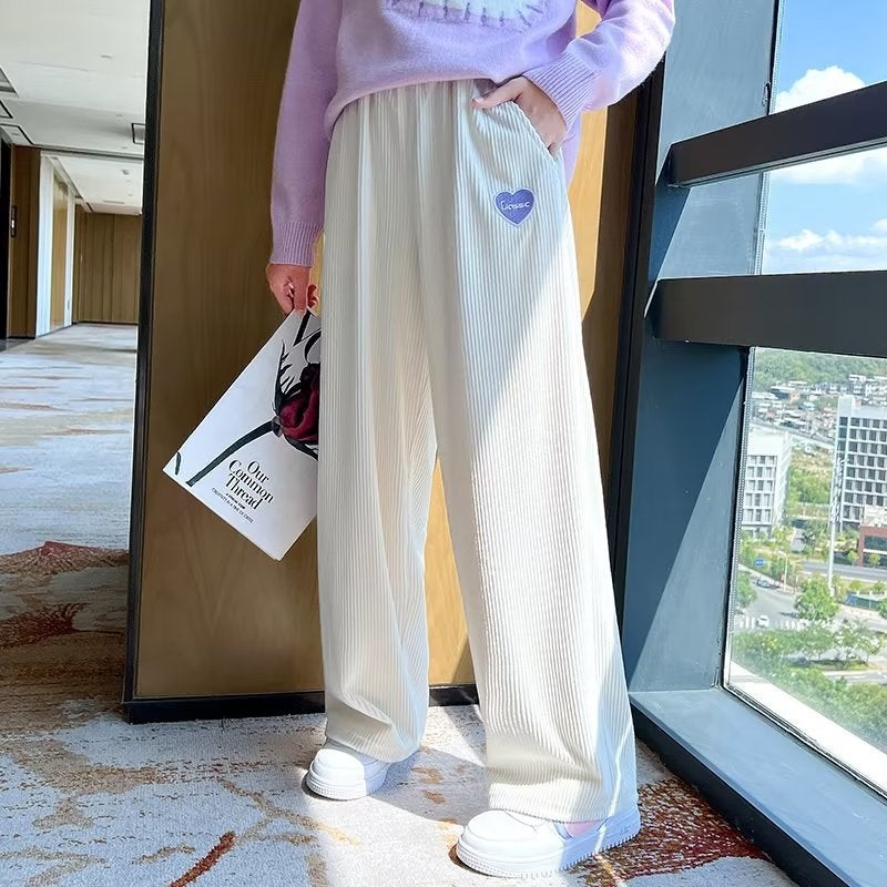Girls' Wide-Leg Pants Children'S Autumn White Pants For Older Children Loose Straight Long Pants Autumn - Image 4