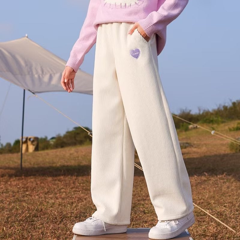 Girls' Wide-Leg Pants Children'S Autumn White Pants For Older Children Loose Straight Long Pants Autumn - Image 1