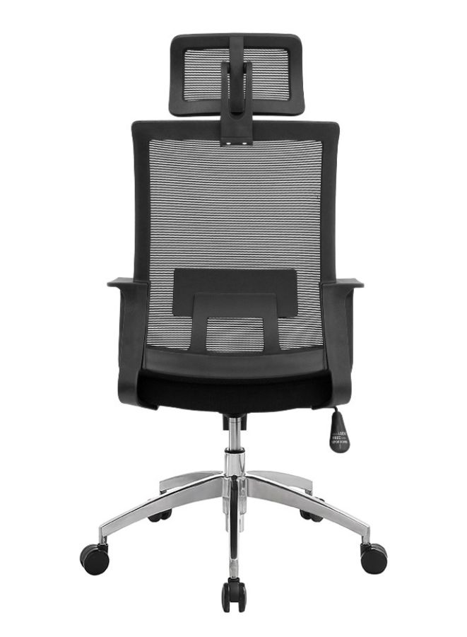 Fatio Ergonomic Mesh Chair with Adjustable Headrest & Fiberglass Frame - Chrome Base - Black Office Chair - Image 3