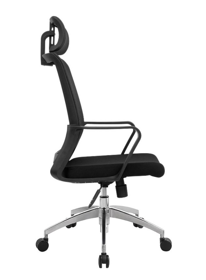 Fatio Ergonomic Mesh Chair with Adjustable Headrest & Fiberglass Frame - Chrome Base - Black Office Chair - Image 2