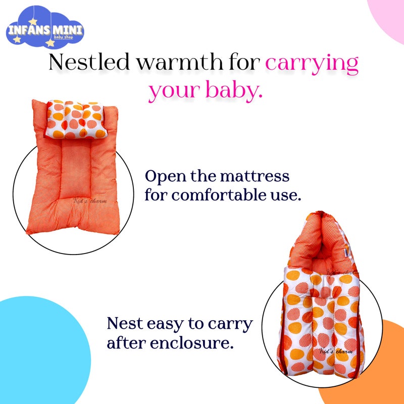 Infans Mini Ovally Mega 3 in 1 Baby's Cotton Bed Cum Carry Bed Printed Baby Sleeping Bag-Baby Bed-Infant Portable for Unisex Easily Portable, Light Weight Carry for New Born 4-8 Months Old(Violet) - Image 3