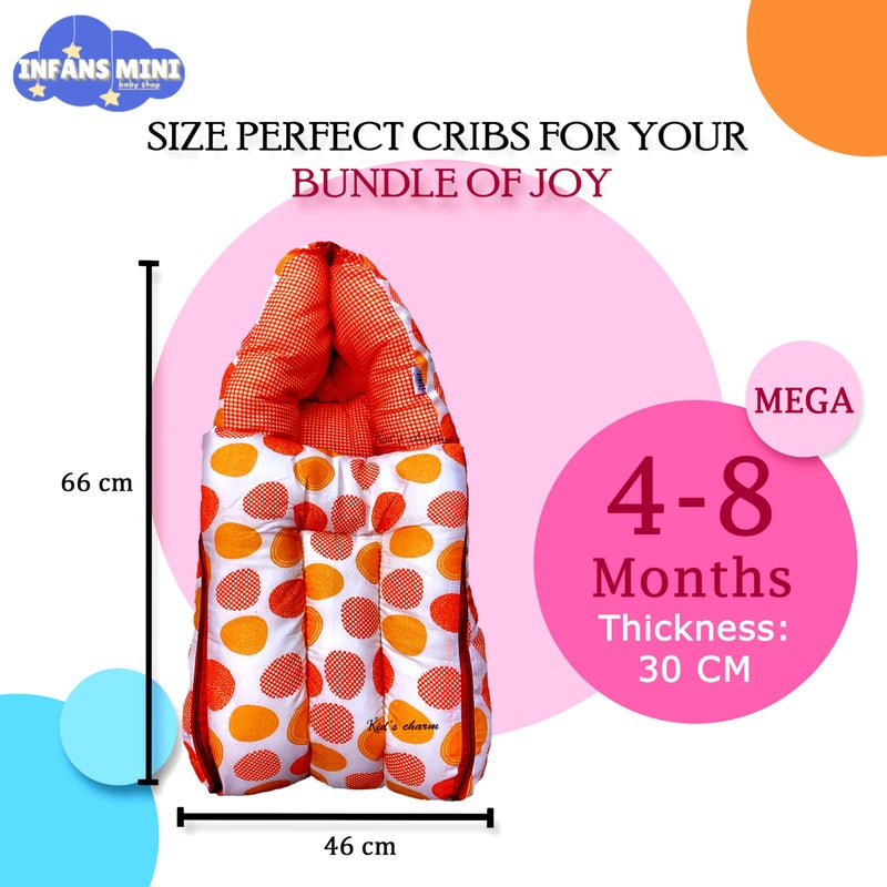 Infans Mini Ovally Mega 3 in 1 Baby's Cotton Bed Cum Carry Bed Printed Baby Sleeping Bag-Baby Bed-Infant Portable for Unisex Easily Portable, Light Weight Carry for New Born 4-8 Months Old(Violet) - Image 2