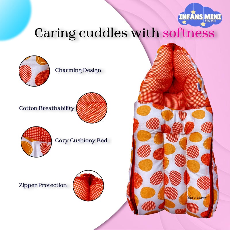 Infans Mini Ovally Mega 3 in 1 Baby's Cotton Bed Cum Carry Bed Printed Baby Sleeping Bag-Baby Bed-Infant Portable for Unisex Easily Portable, Light Weight Carry for New Born 4-8 Months Old(Violet) - Image 4