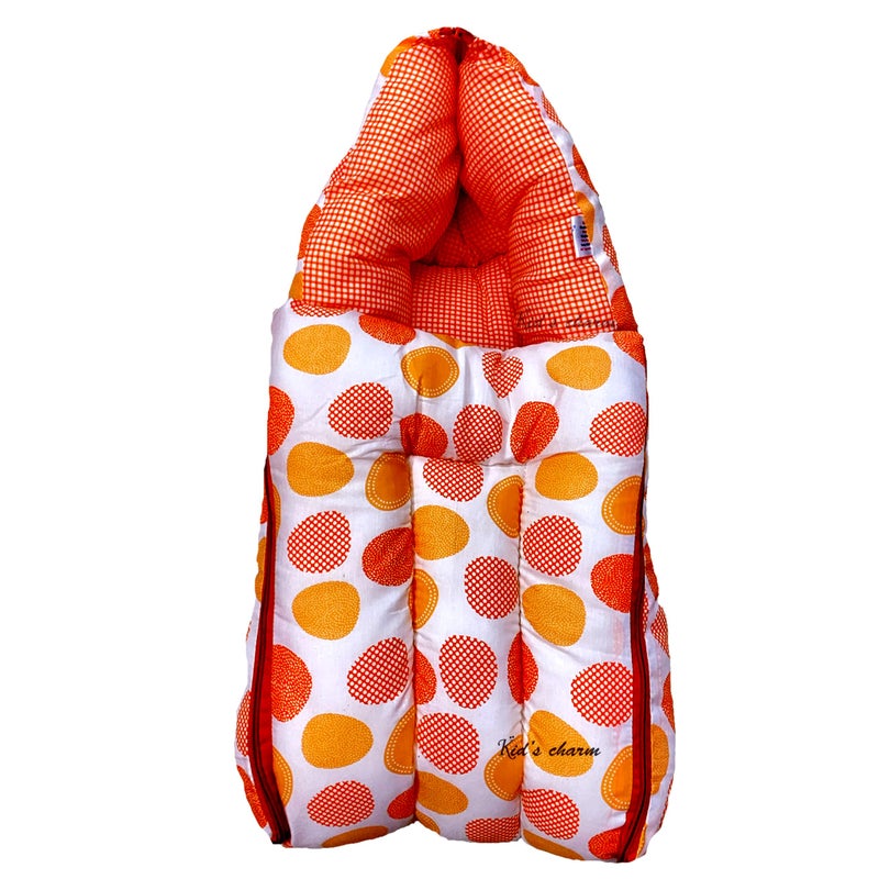 Infans Mini Ovally Mega 3 in 1 Baby's Cotton Bed Cum Carry Bed Printed Baby Sleeping Bag-Baby Bed-Infant Portable for Unisex Easily Portable, Light Weight Carry for New Born 4-8 Months Old(Violet) - Image 1