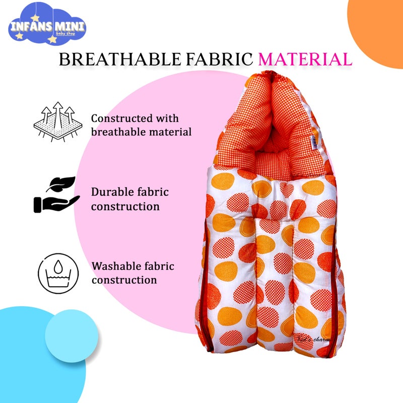 Infans Mini Ovally Mega 3 in 1 Baby's Cotton Bed Cum Carry Bed Printed Baby Sleeping Bag-Baby Bed-Infant Portable for Unisex Easily Portable, Light Weight Carry for New Born 4-8 Months Old(Violet) - Image 5