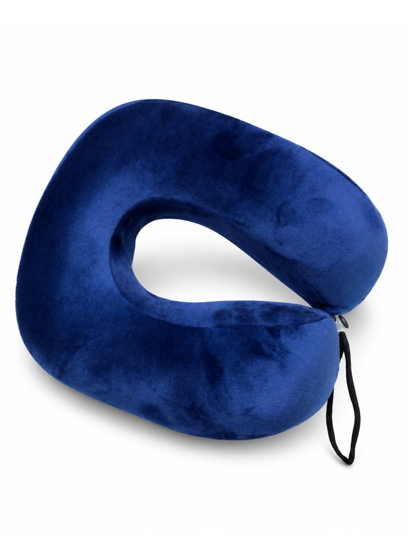 Ergonomic Memory Foam Neck Pillow with Premium Velvet Cover for Comfortable Neck Support, Sleeping, Relaxation and Travel - Image 1