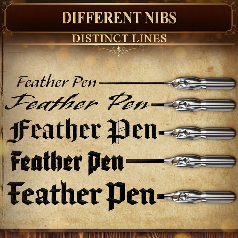 LAGARTO Vintage Feather Quill Pen and Ink Set - Elegant Blue Feather Pen and Ink Set for Signatures, Writing, and Drawing - Calligraphy Kit with Stainless Steel Nib for Beginners and Calligraphy Enthusiasts - Image 5
