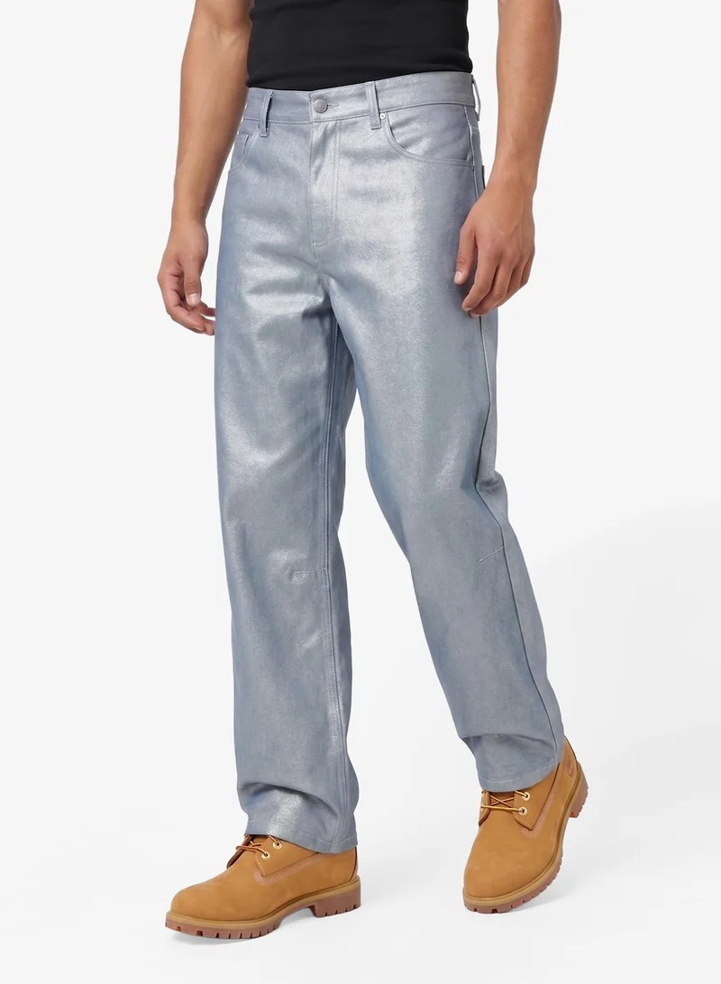 كارل كاني جينز فضفاض فضي