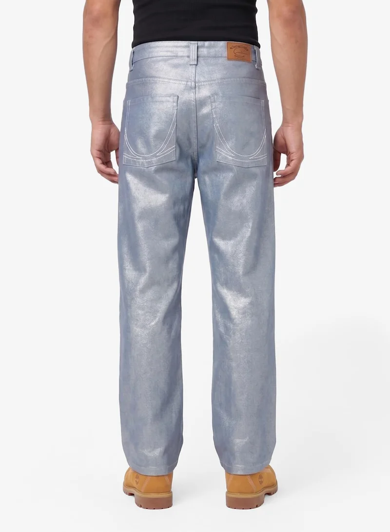 كارل كاني جينز فضفاض فضي