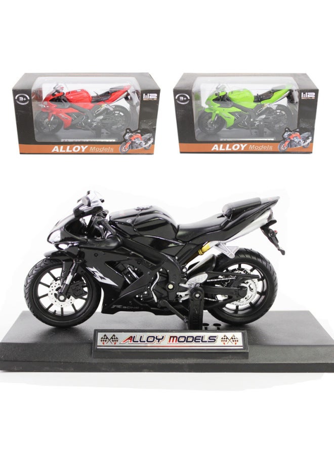 Simulation Alloy Motorcycle Model Locomotive Toy Car Desktop Baking Cake Ornaments Hobby Collection Gift-Color:222 Brown 1:14 Huili Alloy Motorcycle Model Large Particle Building Blocks Transparent Display Box 196G  - Image 3