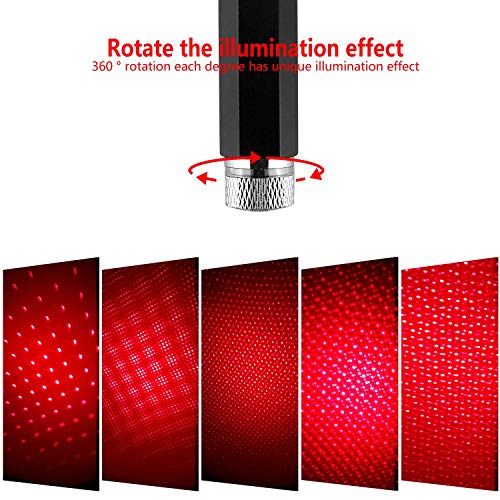 LEDCARE USB Star Projector Night Light, Portable Adjustable Romantic Interior Car Roof Lights, Portable Star Lamp Projector Decorations for Car, Ceiling, Bedroom (Red) - Image 2