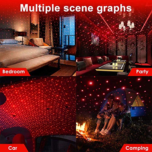 LEDCARE USB Star Projector Night Light, Portable Adjustable Romantic Interior Car Roof Lights, Portable Star Lamp Projector Decorations for Car, Ceiling, Bedroom (Red) - Image 4