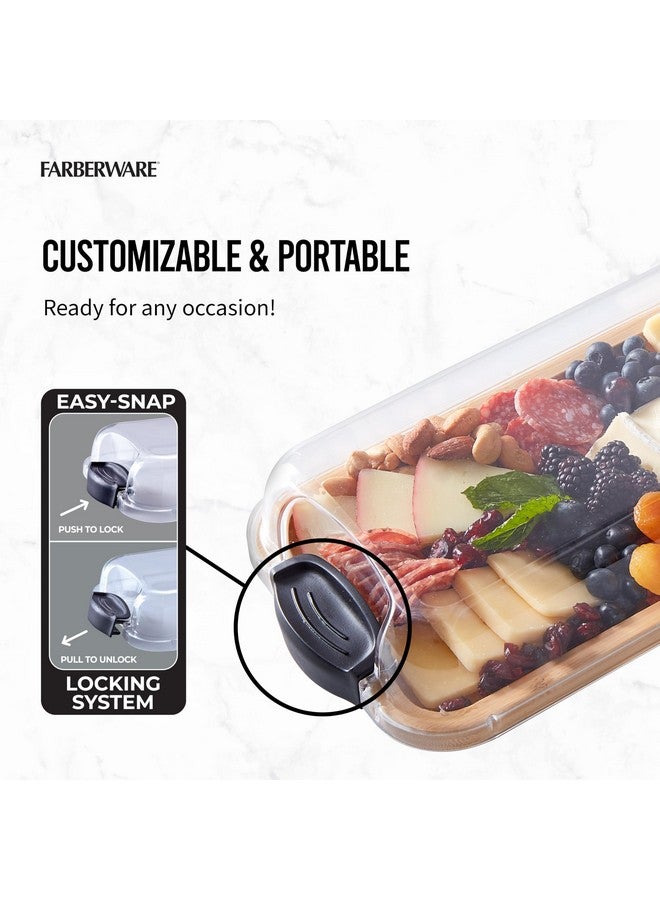 FARBERWARE Rectangular Build-a-Board Cutting Board with Single Compartment and Clear Locking Lid for Charcuterie, Snacks, and More, Bamboo - Image 4