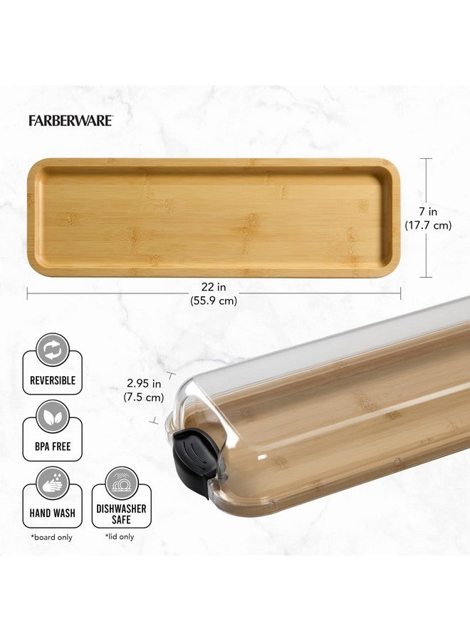 FARBERWARE Rectangular Build-a-Board Cutting Board with Single Compartment and Clear Locking Lid for Charcuterie, Snacks, and More, Bamboo - Image 2