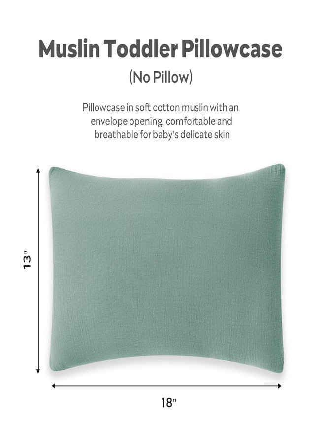 JELLYMONI 2 Pack Muslin Toddler Pillowcase for 13x18 Pillow, 100% Cotton Baby Pillow Case Cover for Bed, Toddler Cot and Travel, Soft & Breathable Baby Kids Envelope Pillowcase, No Pillow - Image 5