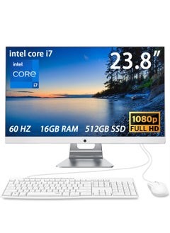 HILUKE 23.8" Full HD All-in-One Desktop Computer - Intel i7 8750H- Windows 10 pro, 16GB RAM, 512GB SSD, Dual-Band WiFi, HDMI, USB 3.0, FHD IPS Display office Computer with Keyboard, Mouse, 3MP Camera  - Image 1
