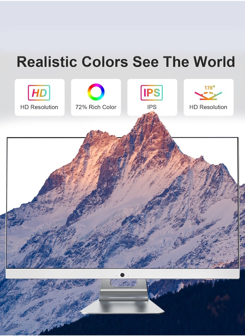 HILUKE - 23.8" Full HD All-in-One Desktop Computer - Intel i7 8750H- Windows 10 pro, 16GB RAM, 512GB SSD, Dual-Band WiFi, HDMI, USB 3.0, FHD IPS Display office Computer with Keyboard, Mouse, 3MP Camera - Image 1