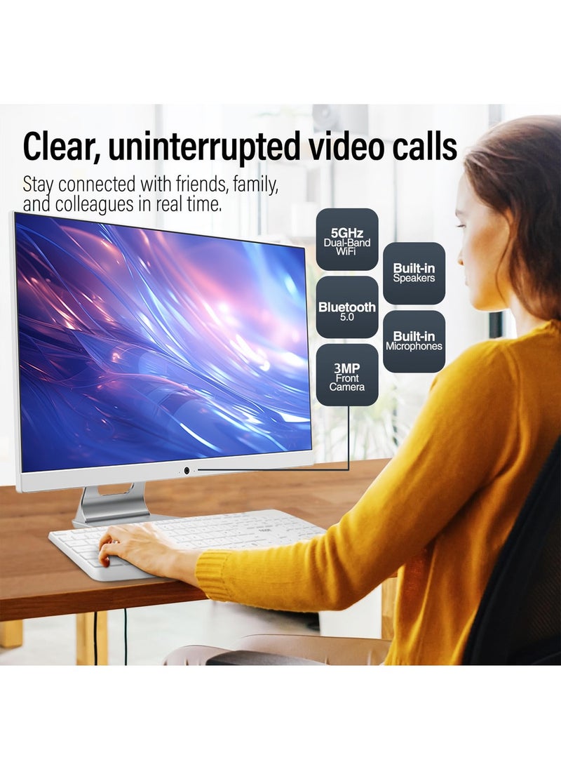 HILUKE - 23.8" Full HD All-in-One Desktop Computer - Intel i7 8750H- Windows 10 pro, 16GB RAM, 512GB SSD, Dual-Band WiFi, HDMI, USB 3.0, FHD IPS Display office Computer with Keyboard, Mouse, 3MP Camera - Image 1