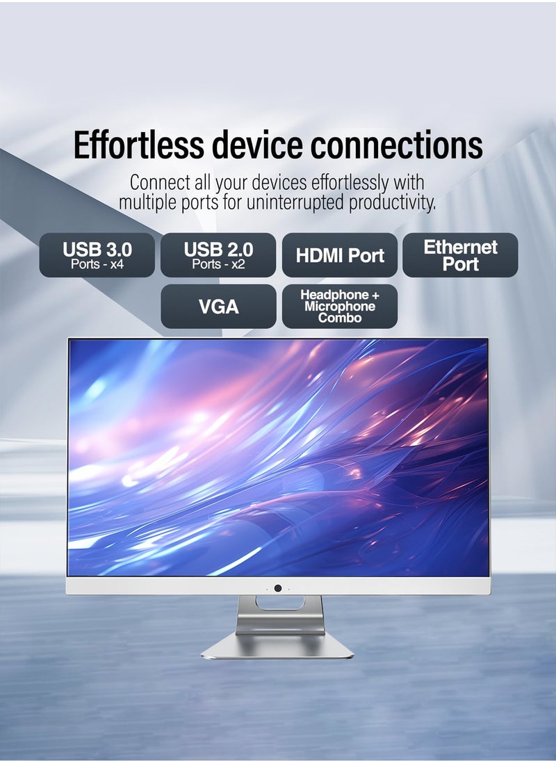 HILUKE - 23.8" Full HD All-in-One Desktop Computer - Intel i7 8750H- Windows 10 pro, 16GB RAM, 512GB SSD, Dual-Band WiFi, HDMI, USB 3.0, FHD IPS Display office Computer with Keyboard, Mouse, 3MP Camera - Image 1