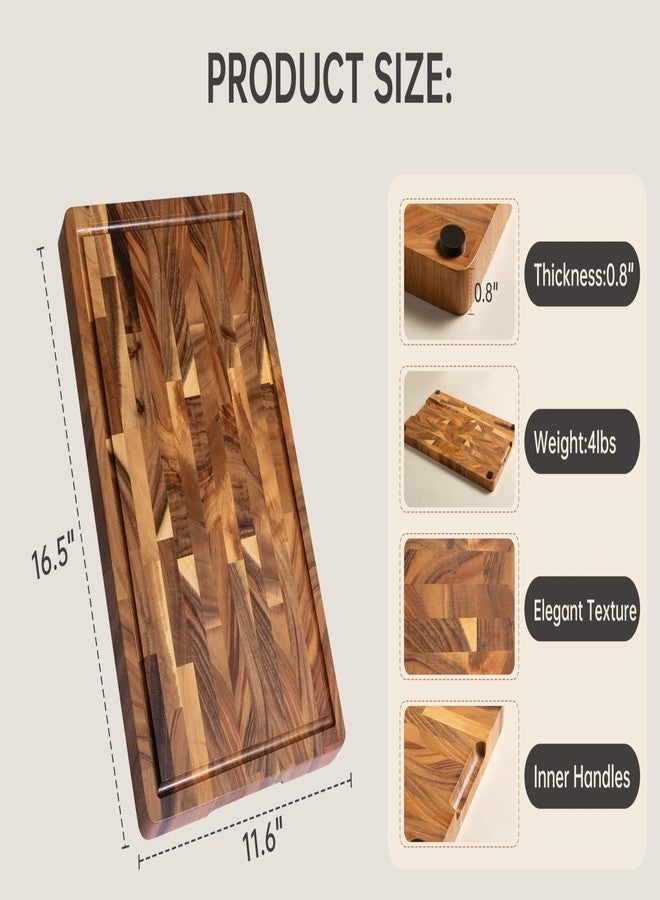 FYCTIO Walnut Wood Cutting Board End Grain wooden cutting boards for kitchen Chopping Block with Deep Juice Groove, Inners Handles, Gift Box, 17x12x1in - Image 4