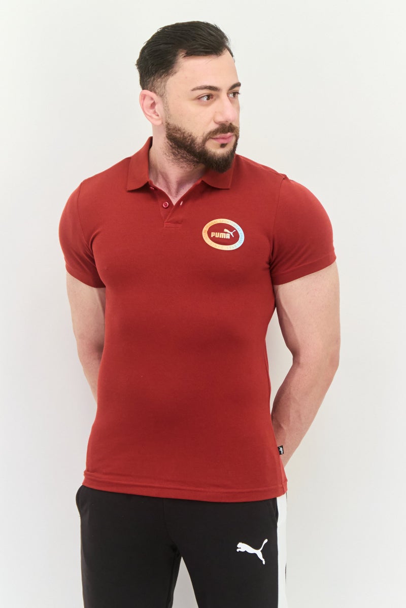 PUMA Men Slim Fit Short Sleeves Training Polo Shirt, Red - Image 1