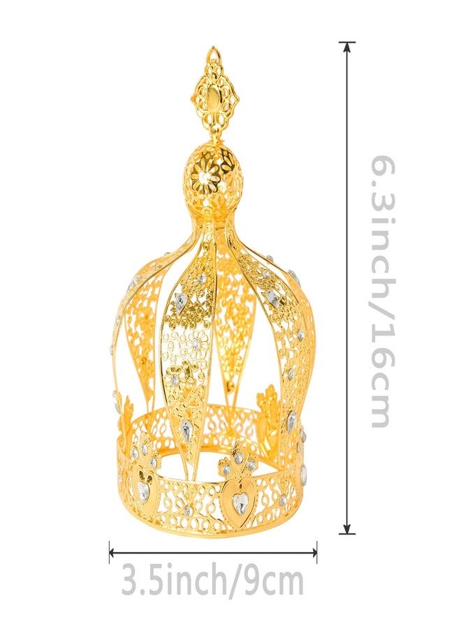 Lamantery Tower Tiara Crown Birthday Cake Topper Crystal Headpiece Party Cake Decoration Gold - Image 2