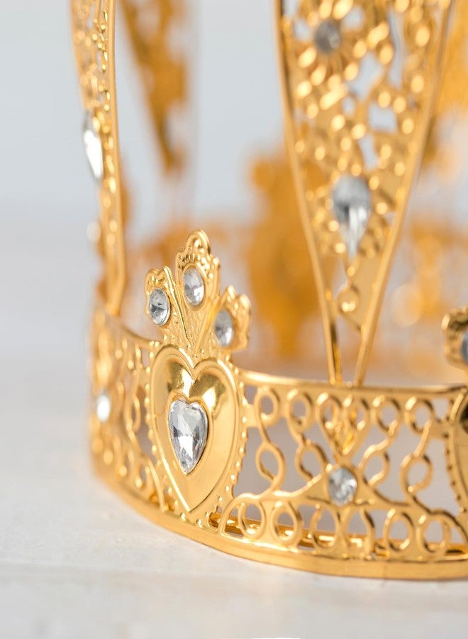 Lamantery Tower Tiara Crown Birthday Cake Topper Crystal Headpiece Party Cake Decoration Gold - Image 3