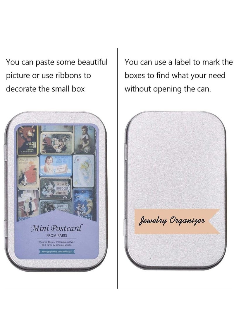 SYOSI Metal Storage Tin Box with Lid 12 Pack Siliver Rectangular Empty Tins Container with Lids Mini Portable Storage Box for Key Candy Coin Earrings Home Organizer  - Image 5
