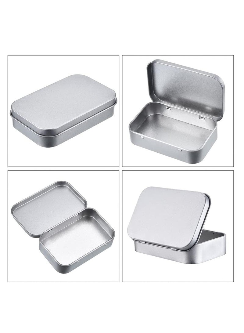 SYOSI Metal Storage Tin Box with Lid 12 Pack Siliver Rectangular Empty Tins Container with Lids Mini Portable Storage Box for Key Candy Coin Earrings Home Organizer  - Image 3