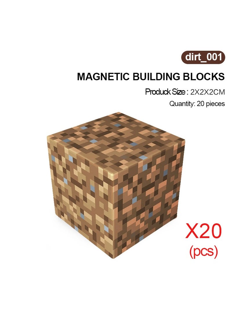 ماين كرافت 20 قطعة من مكعبات البناء المغناطيسية بتصميم شخصيات ماينكرافت، كتل لعب قابلة للتكديس - Image 1
