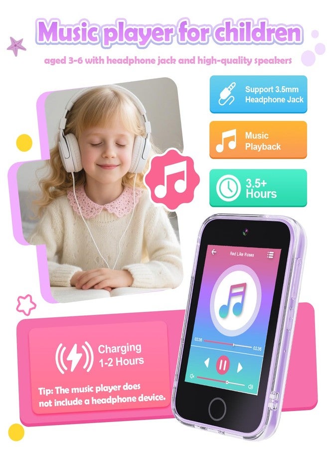 Dylanto Kids Phone ,3.5'' Touchscreen Phone for Kids Learning Play Toys for 3-9 Years Old Girls with Dual Camera,Video Players,Game,Christmas Birthday Gifts for Girls Age 3 4 5 6 7 8 9 -Purple - Image 4