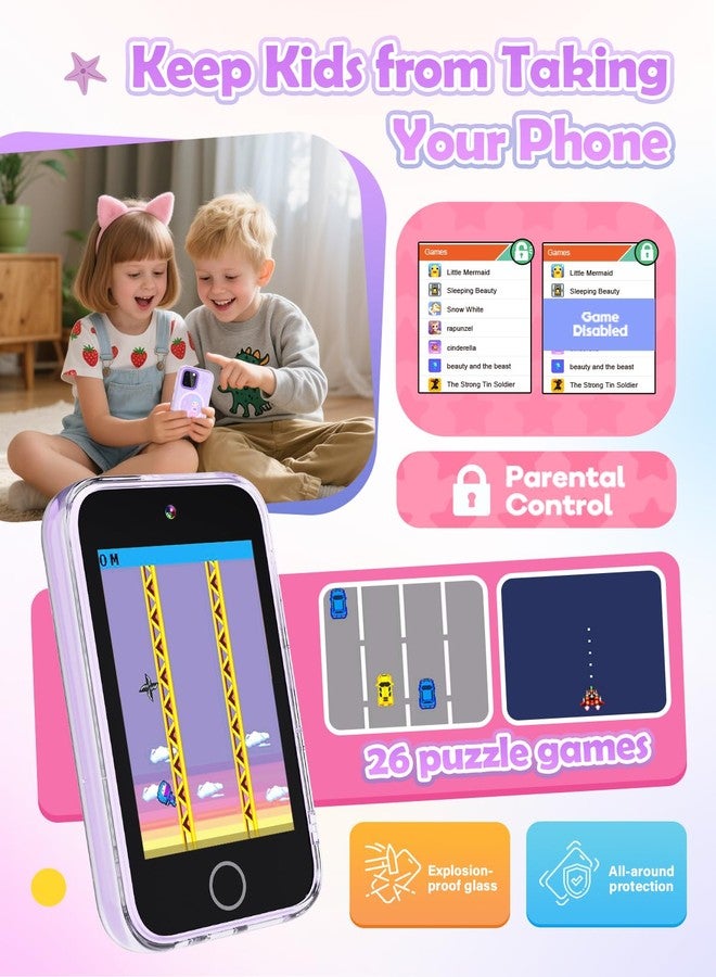 Dylanto Kids Phone ,3.5'' Touchscreen Phone for Kids Learning Play Toys for 3-9 Years Old Girls with Dual Camera,Video Players,Game,Christmas Birthday Gifts for Girls Age 3 4 5 6 7 8 9 -Purple - Image 5