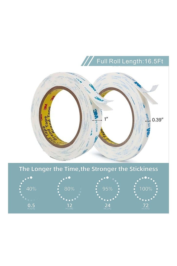 3M Double-Sided Tape (1 Roll), Heavy Duty PE Foam Mounting Tape, Waterproof Removable Tape for Walls, Picture Hangings, Bathroom Decorations, DIY Crafts (Available in 2 Sizes: 1cm x 3m / 2.5cm x 3m) - Image 2