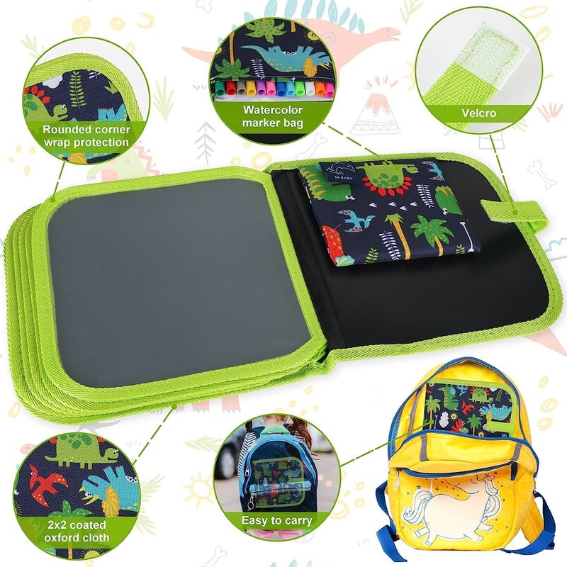 JUGUTEE Erasable Book Doodle Set for Kids,Magic Drawing Book for Kids,Reusable Drawing Book 12 Watercolor Pens 14 Page Drawing,Road Trip Car Game Writing Painting Set for Boys and Girls - Image 2