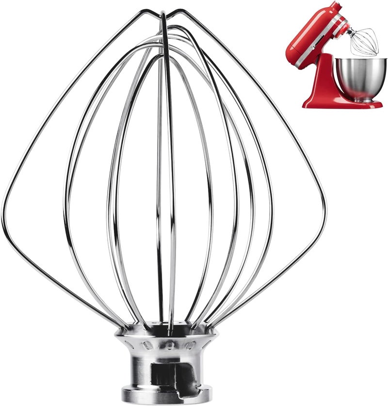 Moloudan Stainless Steel 6-Wire Whip Attachment for KitchenAid 4.5 and 5 Quart Tilt-Head Stand Mixer, K45WW Whisk Attachment, Balloon Whisk, Heavy Duty, Dishwasher Safe - Image 1