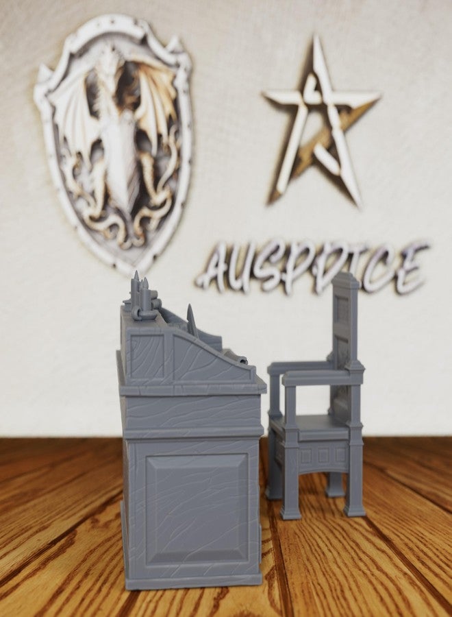 AUSPDICE Unpainted 28mm Scale Study Furniture - 2-Piece TTRPG Scholar's Desk & Chair Scenery, Detailed Wizard Tower Map Props for Dungeons and Dragons & Miniature Game - Writing Desk (AS595) - Image 4