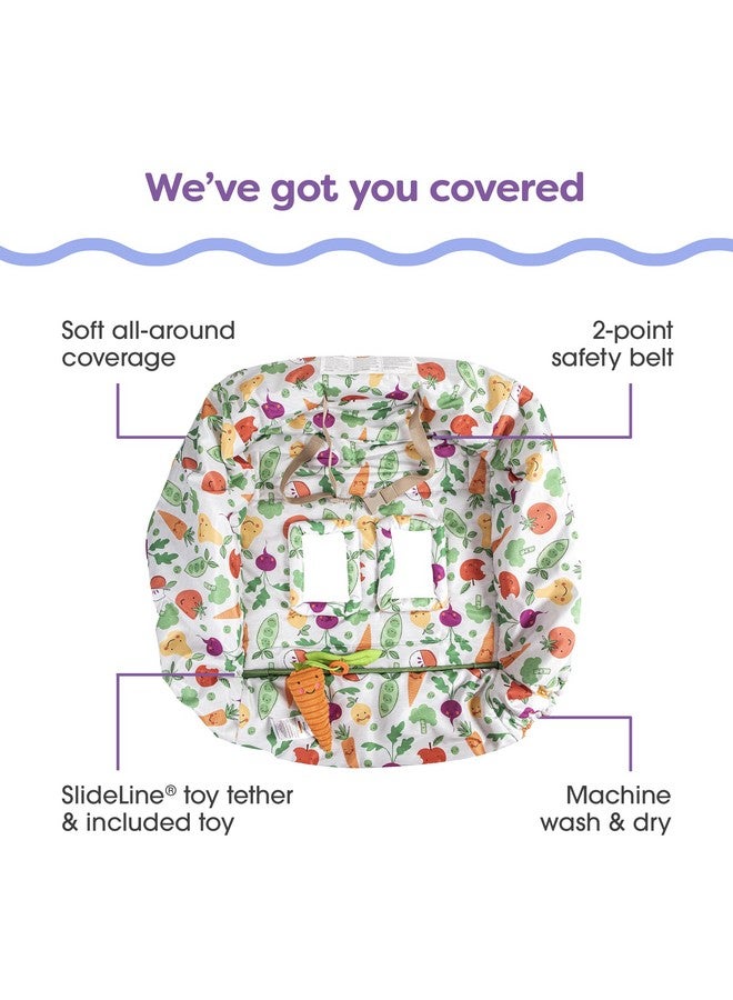 Boppy Shopping Cart Cover, Farmer’s Market Veggies, Cart Cover for Babies with Soft 360-Degree Coverage, Safety Harness, and SlideLine Toy Tether with Plush Carrot Included, 6mo+ - Image 2