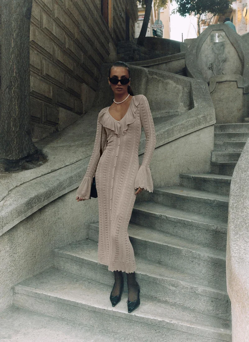 Lichi Openwork jersey maxi dress