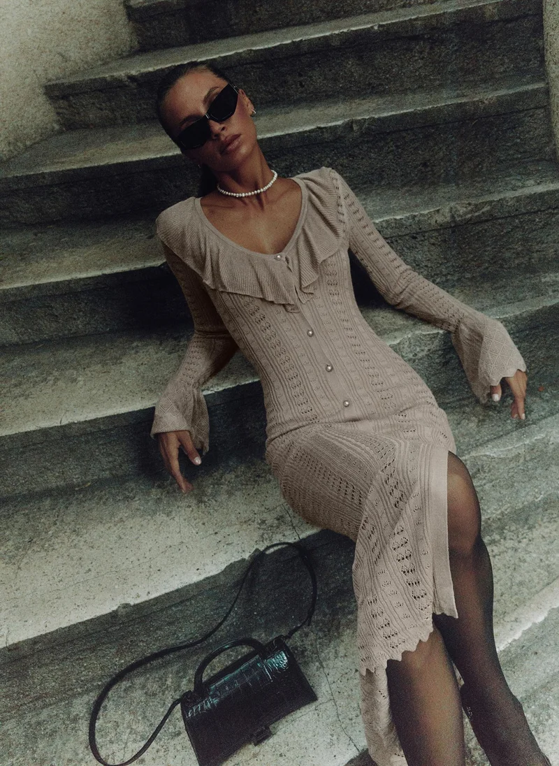 Lichi Openwork jersey maxi dress