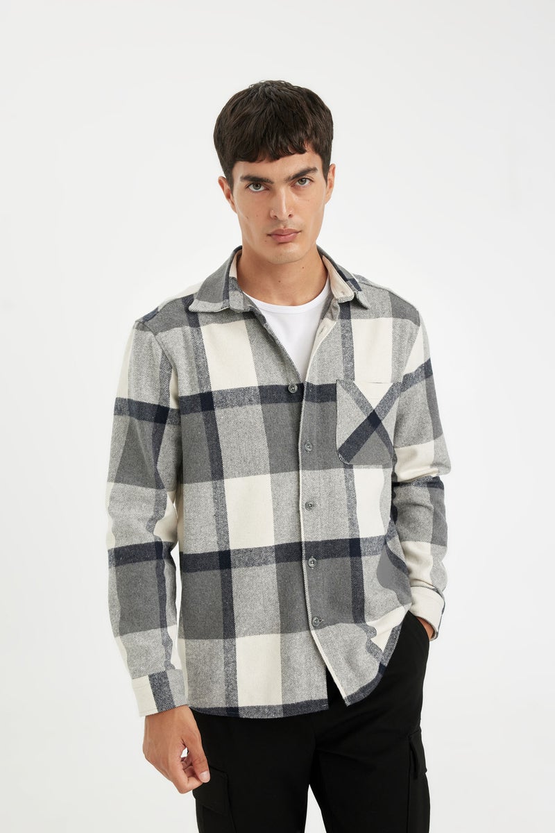 ديفاكتو قميص بولو كاروهات كم طويل قصة عادية - Image 3