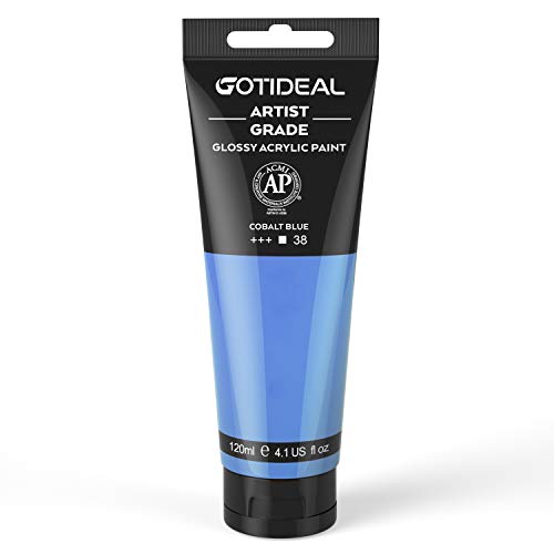 GOTIDEAL Acrylic Paint Cobalt Blue Tubes(120ml, 4.1 oz) Non Toxic Non Fading,Rich Pigments for Painters, Adults & Kids, Ideal for Canvas Wood Clay Fabric Ceramic Craft Supplies (Cobalt Blue) - Image 1