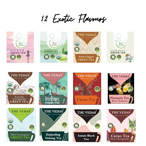 The Vedas Book of Tea Collection | Assorted Tea Bags | Mother's Day Gift Set | 12 Exotic Herbal Blends | 4 Units Each, Total 48 | Best for Corporate Gifting | Gift Hamper - Image 5