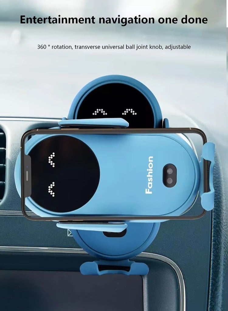 Auto Sensor Car Holder Wireless Charger 10W Fast Car Wireless Charger For Smart Phones, QC3.0, Hands-free, Signal Stabilization, Voltage Monitoring, Blue  - Image 5