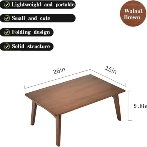 Craftsline Solid Sheesham Wood Foldable Small Table - Foldable Floor Desk (66X38X28 Cm), Walnut - Image 3