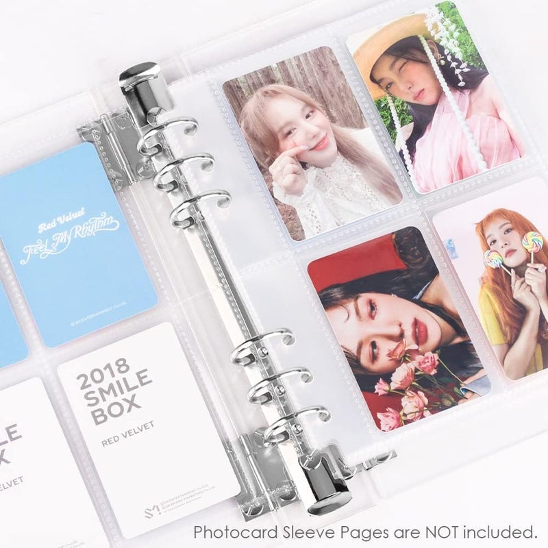 baskiss Baskiss Kpop Photocard Binder Cover Clear Acrylic Card Holder with Snap Button Closure Loose Leaf A5 Binder for 6 Hole Sleeve Page Refill Insert Suitable for DIY Planner Notebook  - Image 3