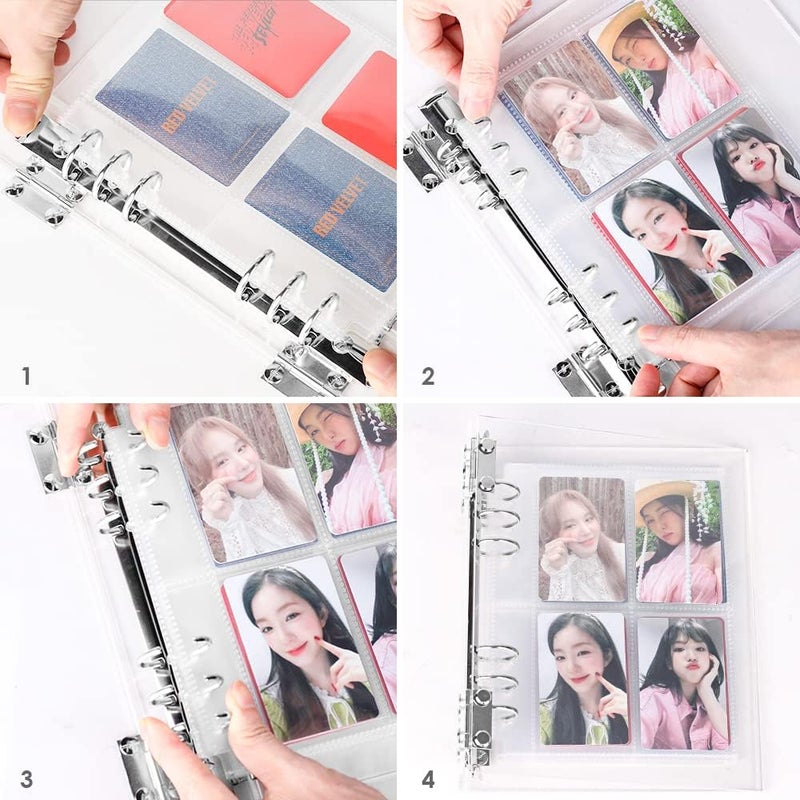 baskiss Baskiss Kpop Photocard Binder Cover Clear Acrylic Card Holder with Snap Button Closure Loose Leaf A5 Binder for 6 Hole Sleeve Page Refill Insert Suitable for DIY Planner Notebook  - Image 5