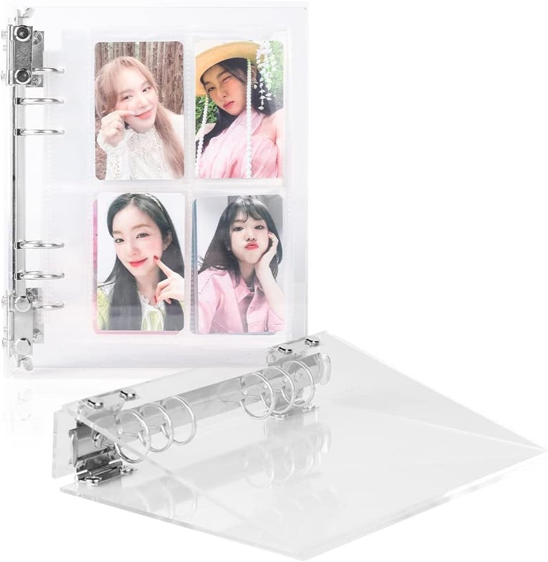 baskiss Baskiss Kpop Photocard Binder Cover Clear Acrylic Card Holder with Snap Button Closure Loose Leaf A5 Binder for 6 Hole Sleeve Page Refill Insert Suitable for DIY Planner Notebook  - Image 1